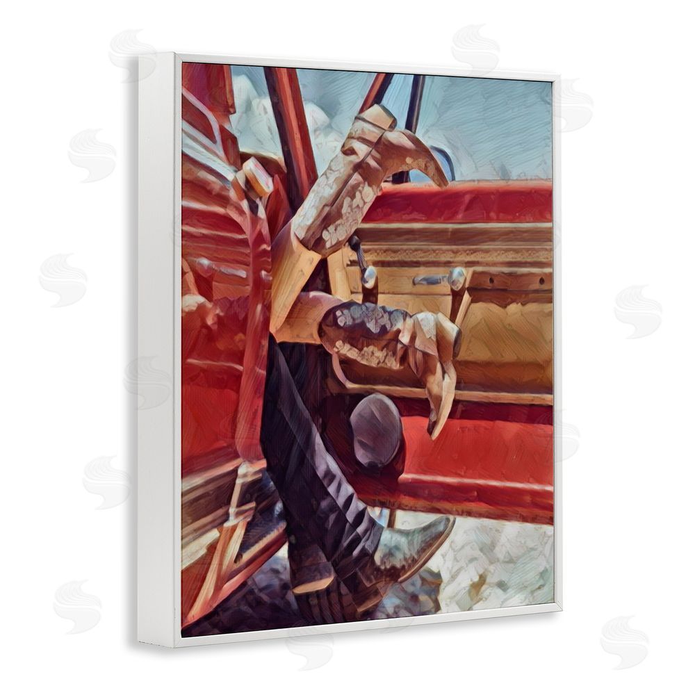 Jesse Keith Romantic Cowboy Boots Couple White Framed Giclee Wall Art Print