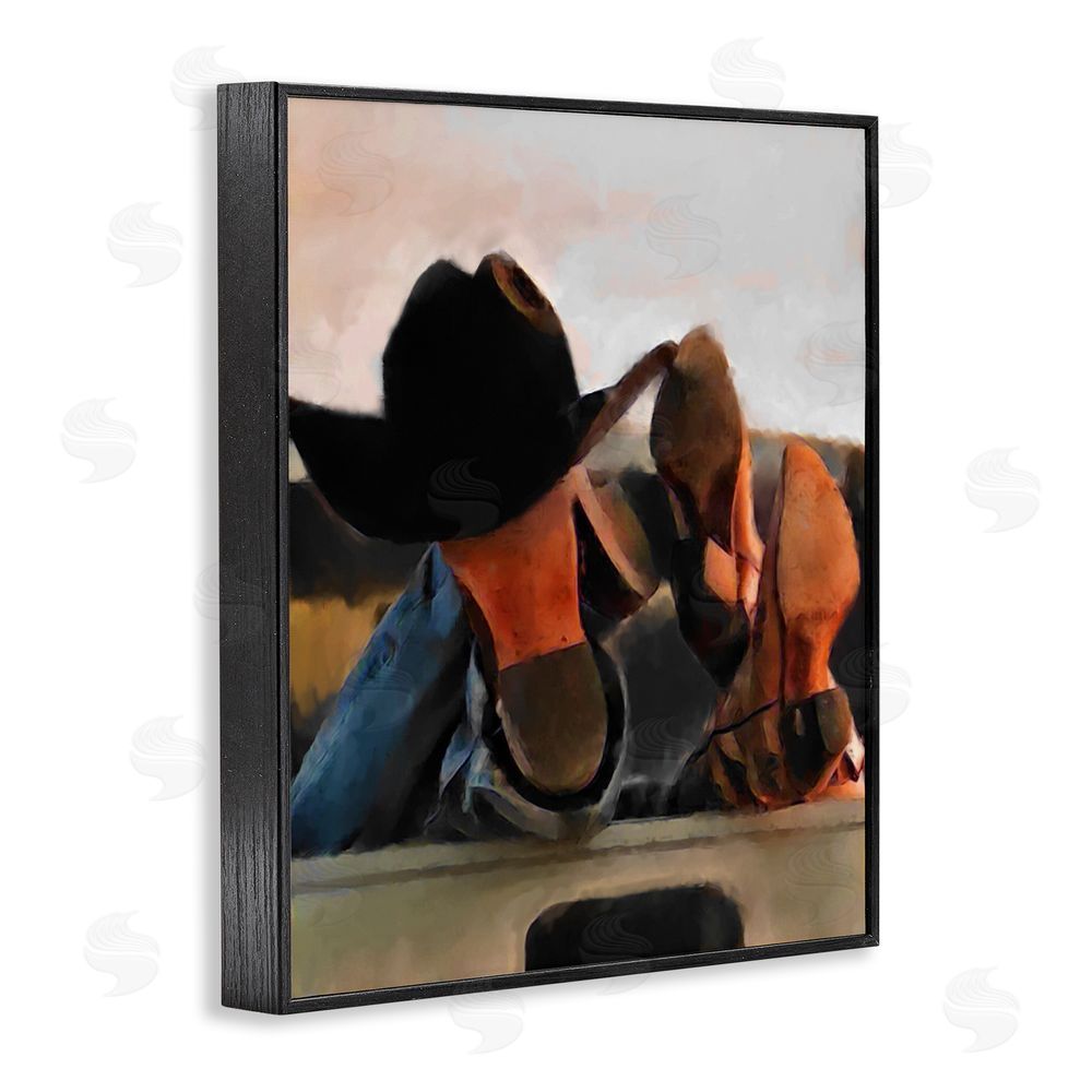 Jesse Keith Couple Resting Cowboy Boots Black Framed Giclee Wall Art Print