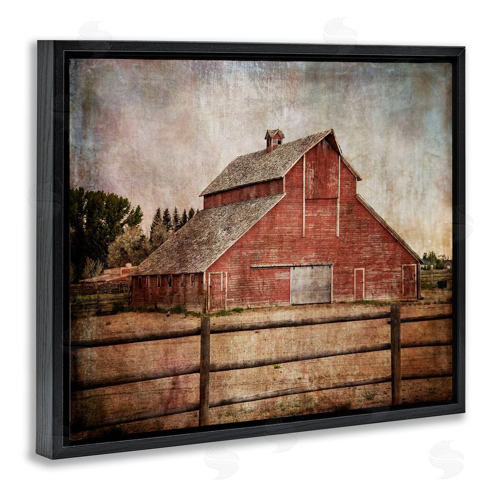 Ramona Murdock Vintage Rustic Barn Black Floating Frame Canvas Wall Art Print