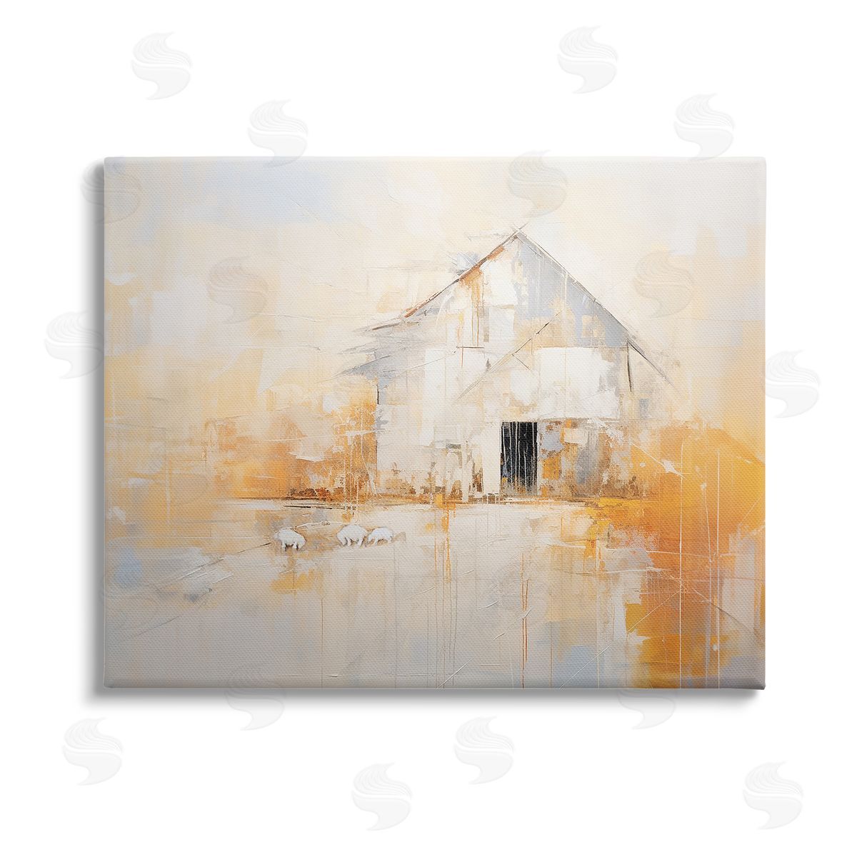 Ramona Murdock White Abstract Barn Painting Stretched Canvas Wall Art Print