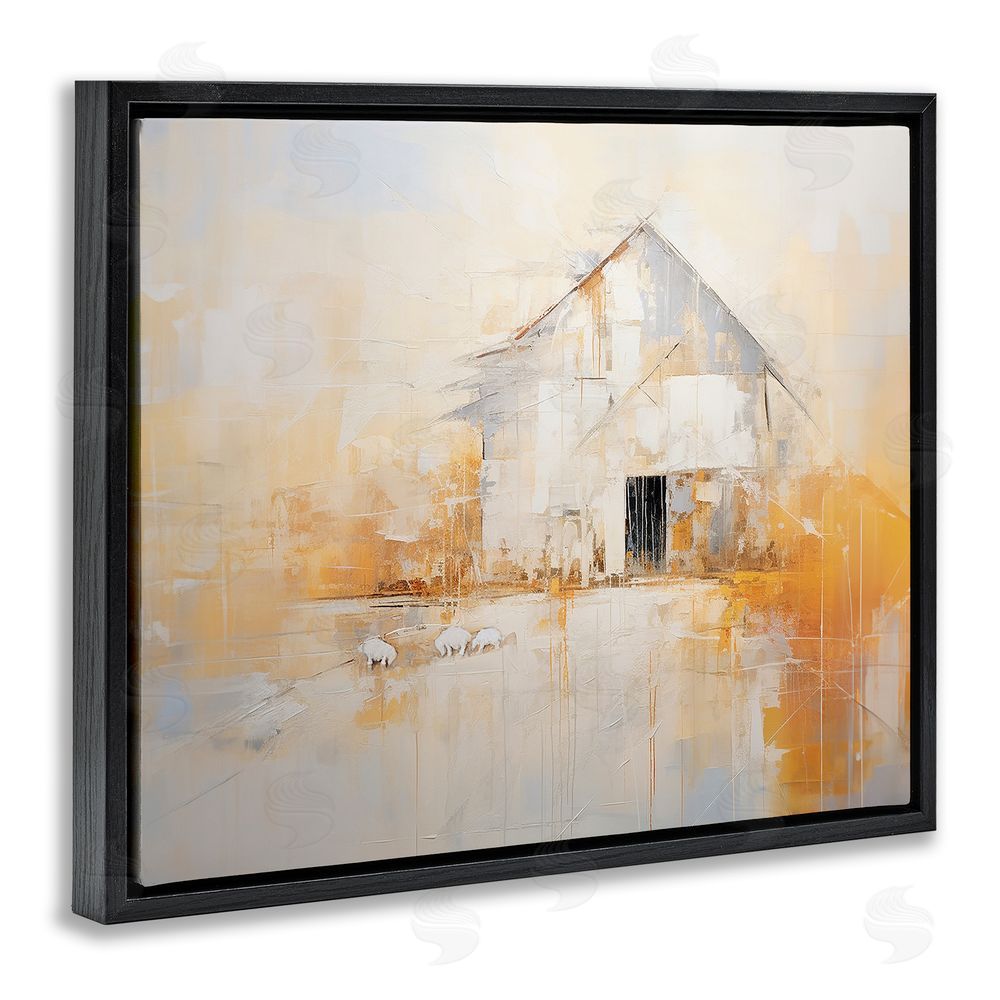 Ramona Murdock White Abstract Barn Painting Black Floating Frame Canvas Wall Art Print