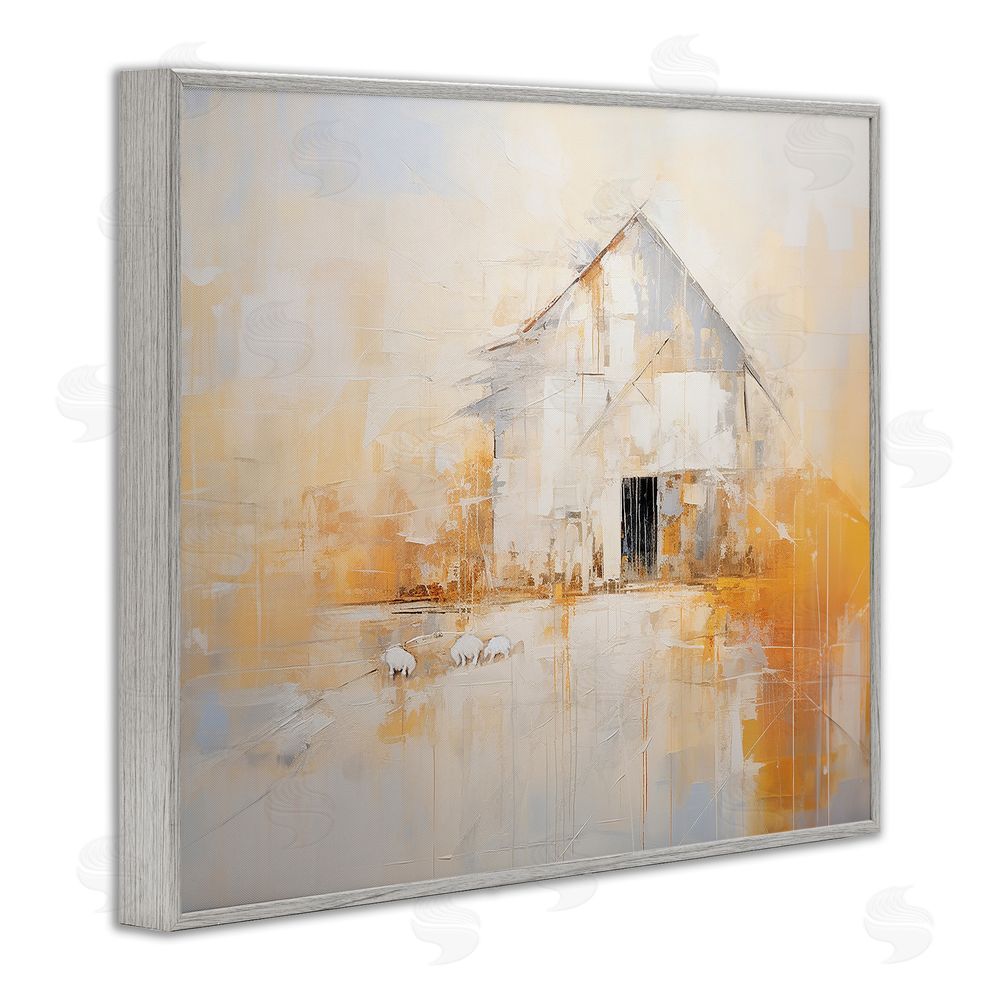 Ramona Murdock White Abstract Barn Painting Gray Framed Giclee Wall Art Print