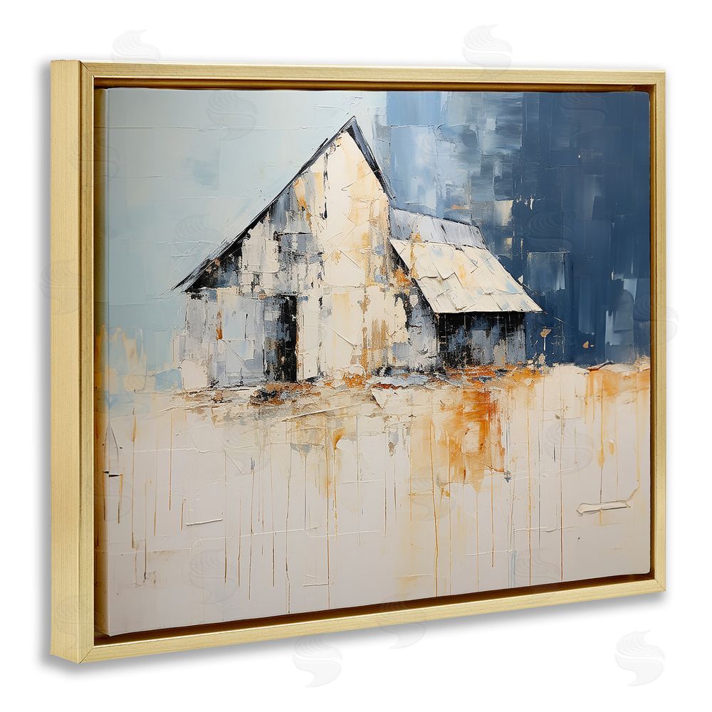 Ramona Murdock Barn Painting Abstraction Gold Floating Frame Canvas Wall Art Print