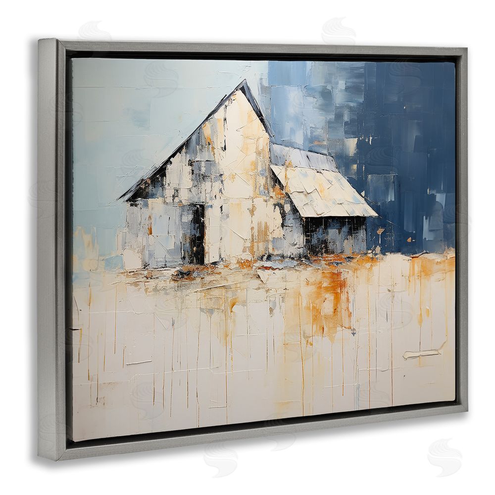 Ramona Murdock Barn Painting Abstraction Grey Floating Frame Canvas Wall Art Print