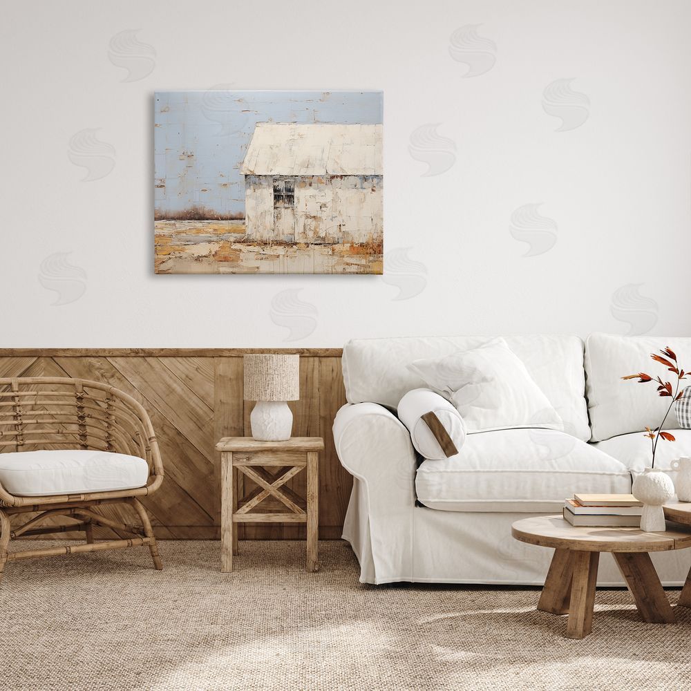 Ramona Murdock Rustic White Barn Canvas Wall Art Print in Room