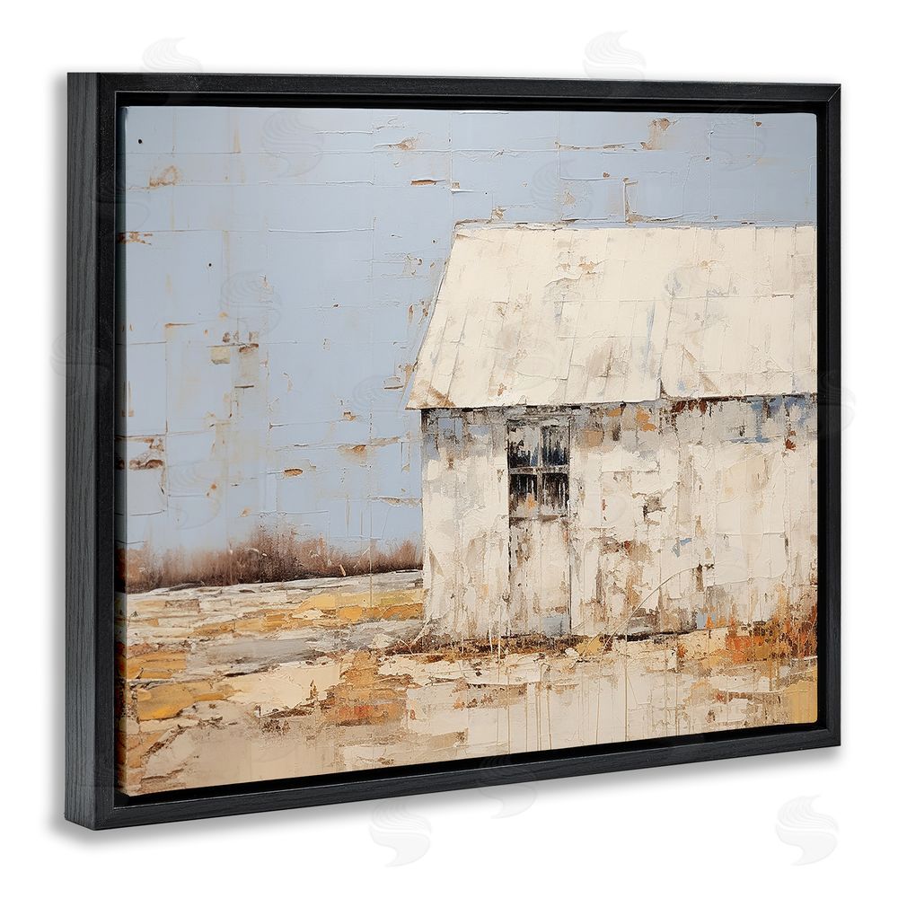 Ramona Murdock Rustic White Barn Black Floating Frame Canvas Wall Art Print