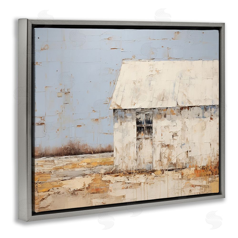 Ramona Murdock Rustic White Barn Grey Floating Frame Canvas Wall Art Print