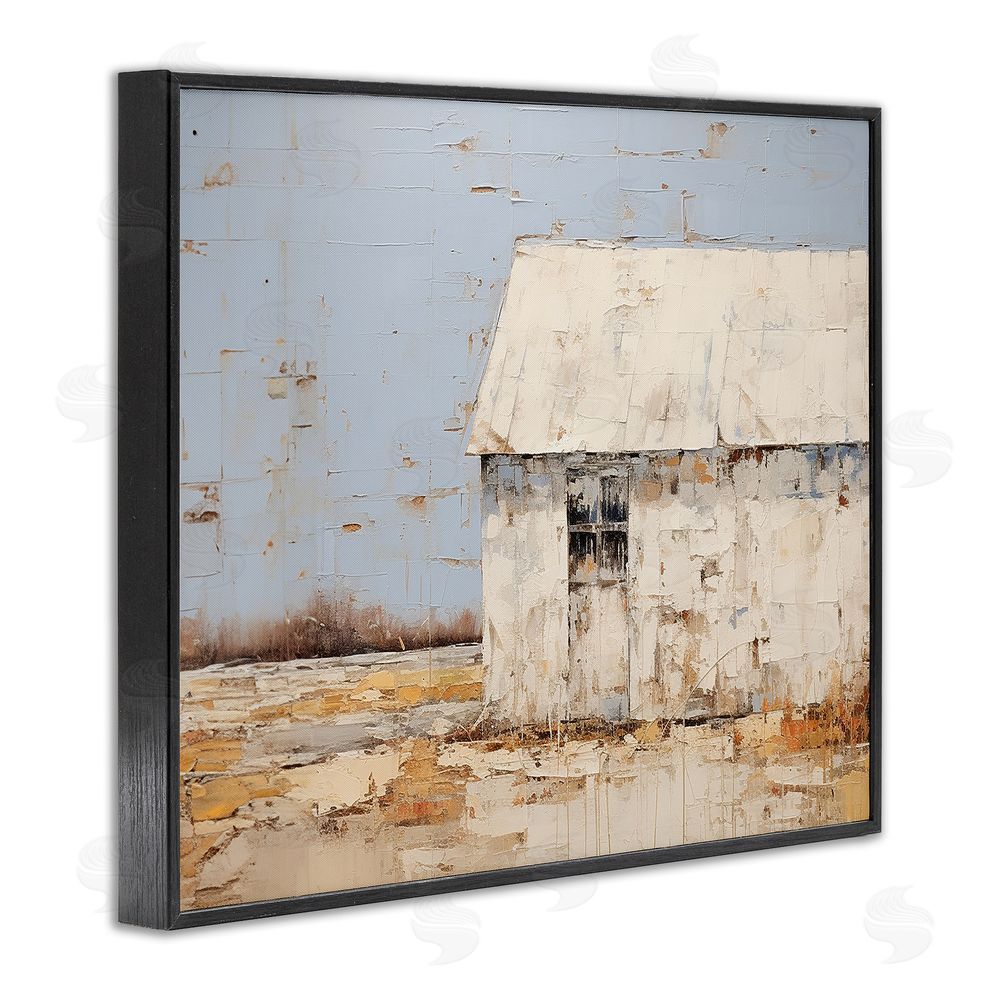 Ramona Murdock Rustic White Barn Black Framed Giclee Wall Art Print