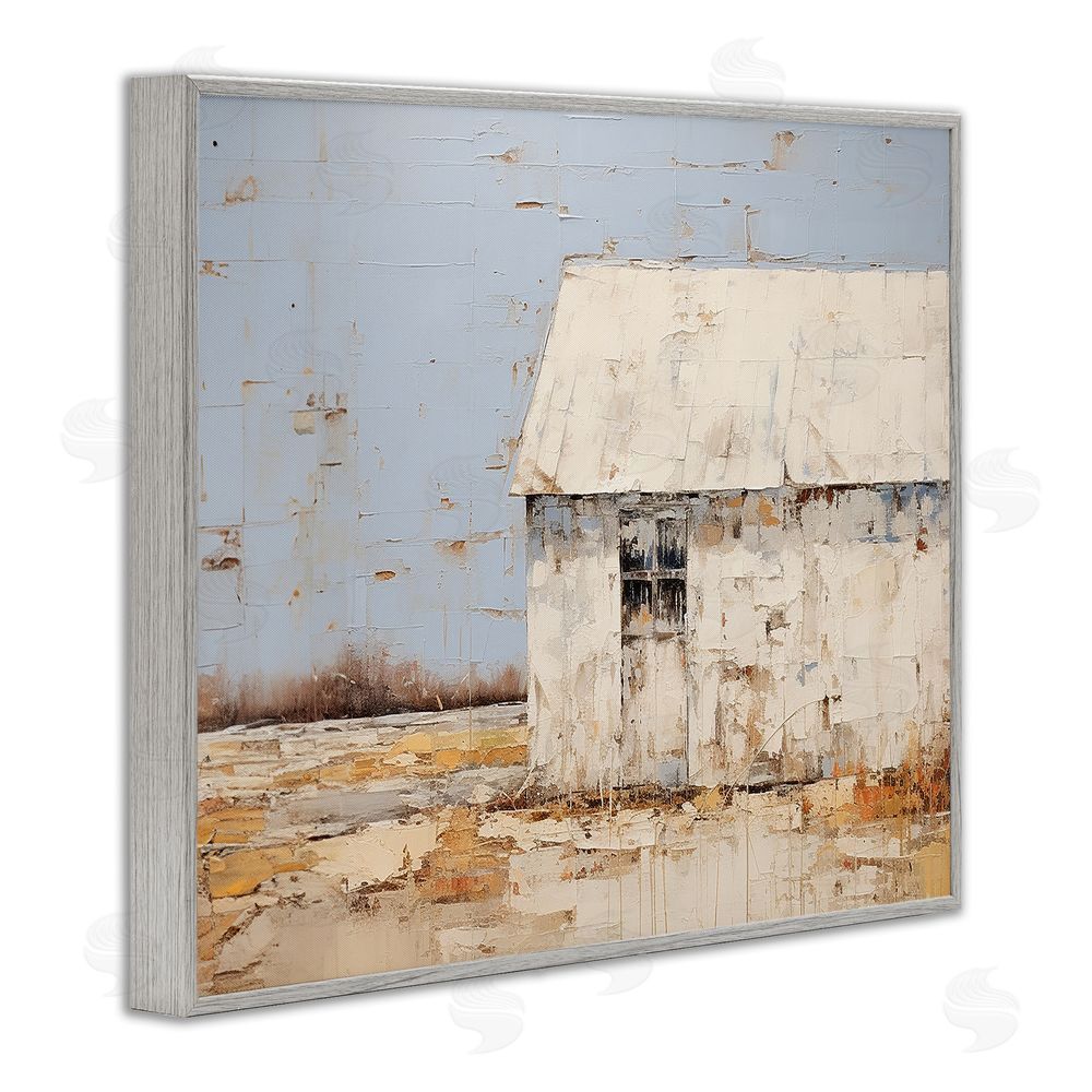 Ramona Murdock Rustic White Barn Gray Framed Giclee Wall Art Print