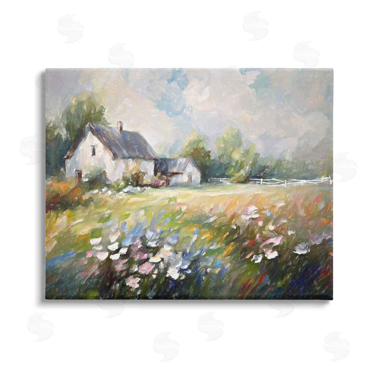 Ramona Murdock Windblown Flowers Farmhouse Stretched Canvas Wall Art Print