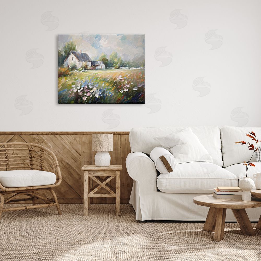 Ramona Murdock Windblown Flowers Farmhouse Canvas Wall Art Print in Room