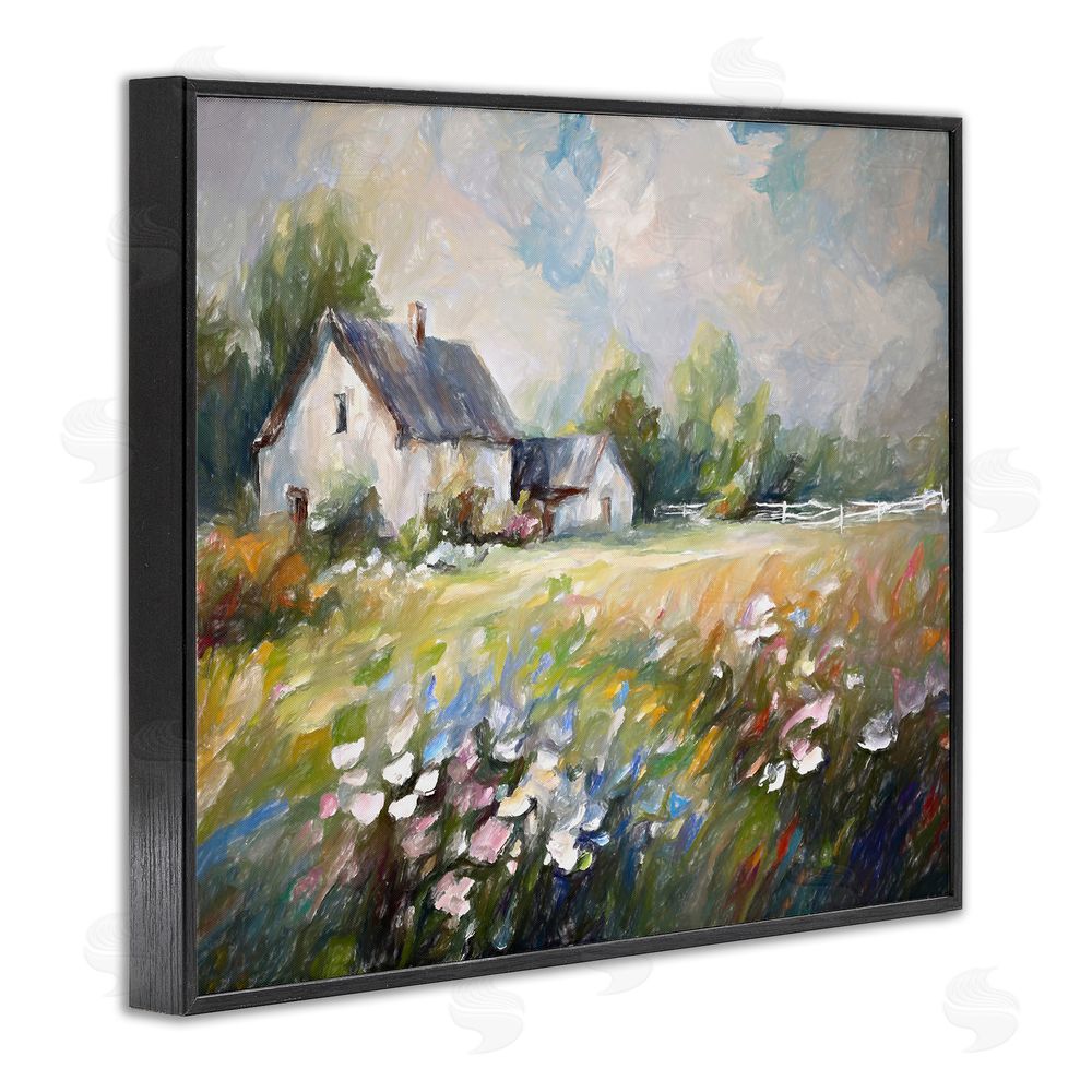 Ramona Murdock Windblown Flowers Farmhouse Black Framed Giclee Wall Art Print