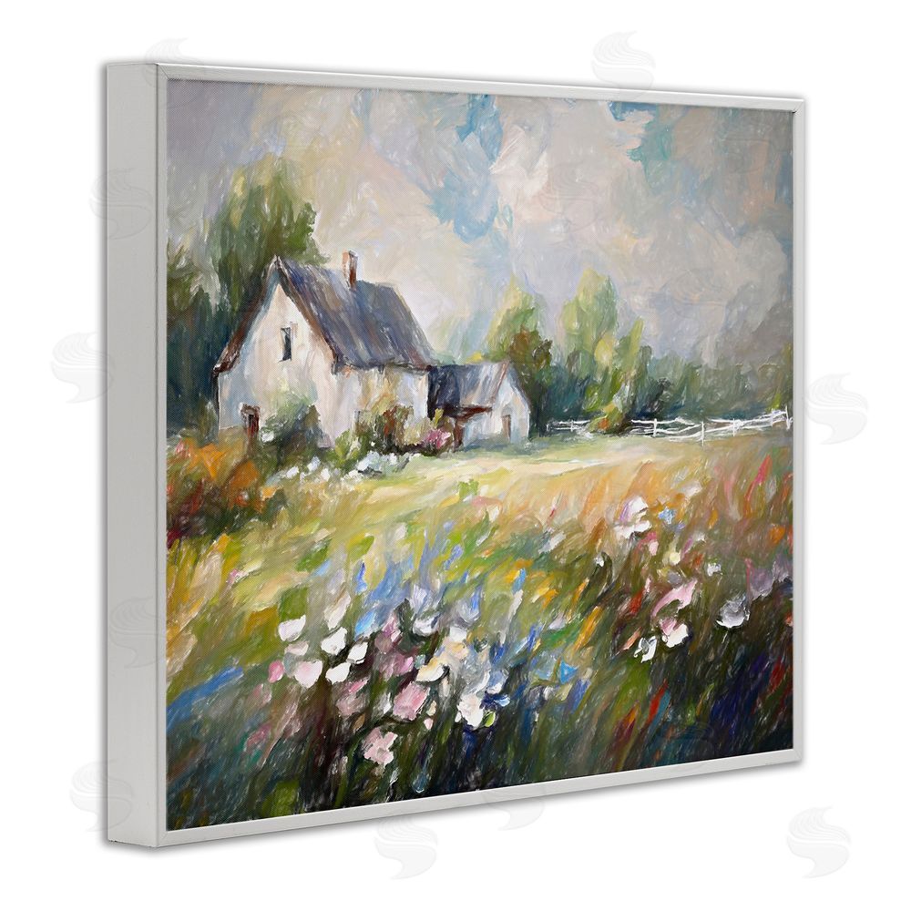 Ramona Murdock Windblown Flowers Farmhouse White Framed Giclee Wall Art Print