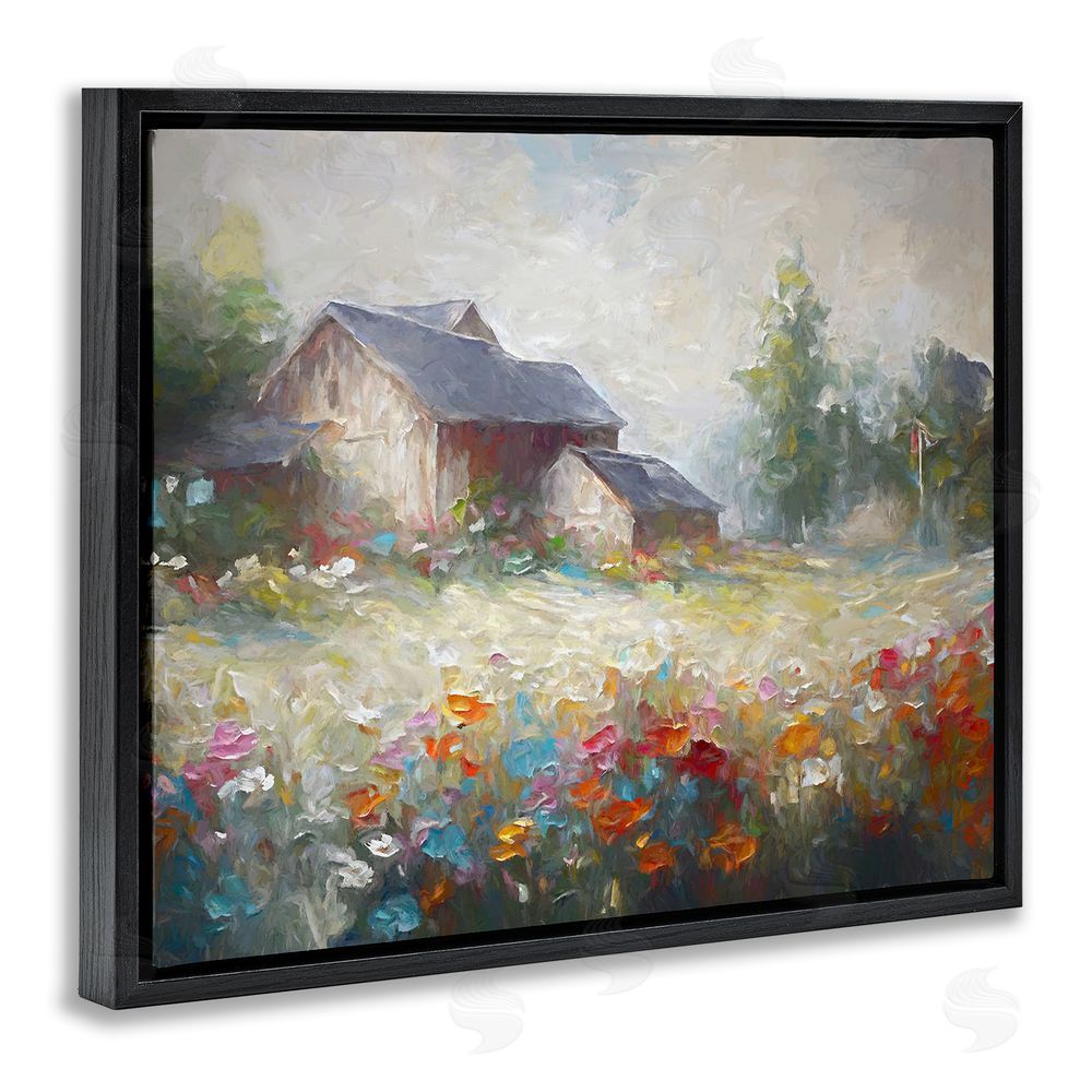 Ramona Murdock Abstract Floral Countryside Black Floating Frame Canvas Wall Art Print