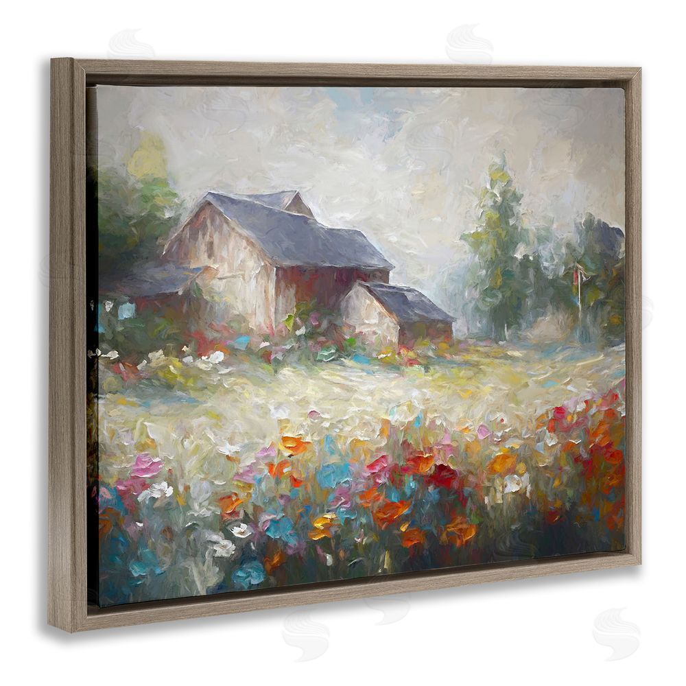 Ramona Murdock Abstract Floral Countryside Brown Floating Frame Canvas Wall Art Print