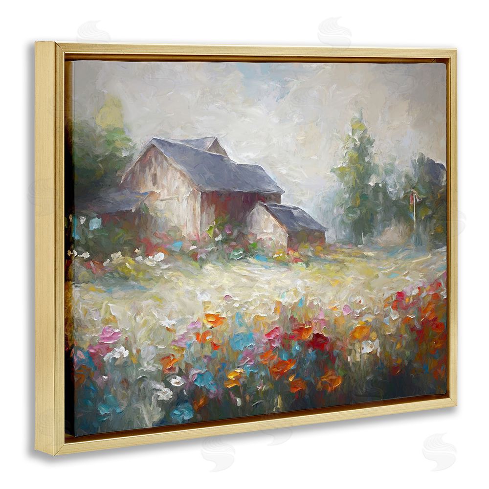 Ramona Murdock Abstract Floral Countryside Gold Floating Frame Canvas Wall Art Print