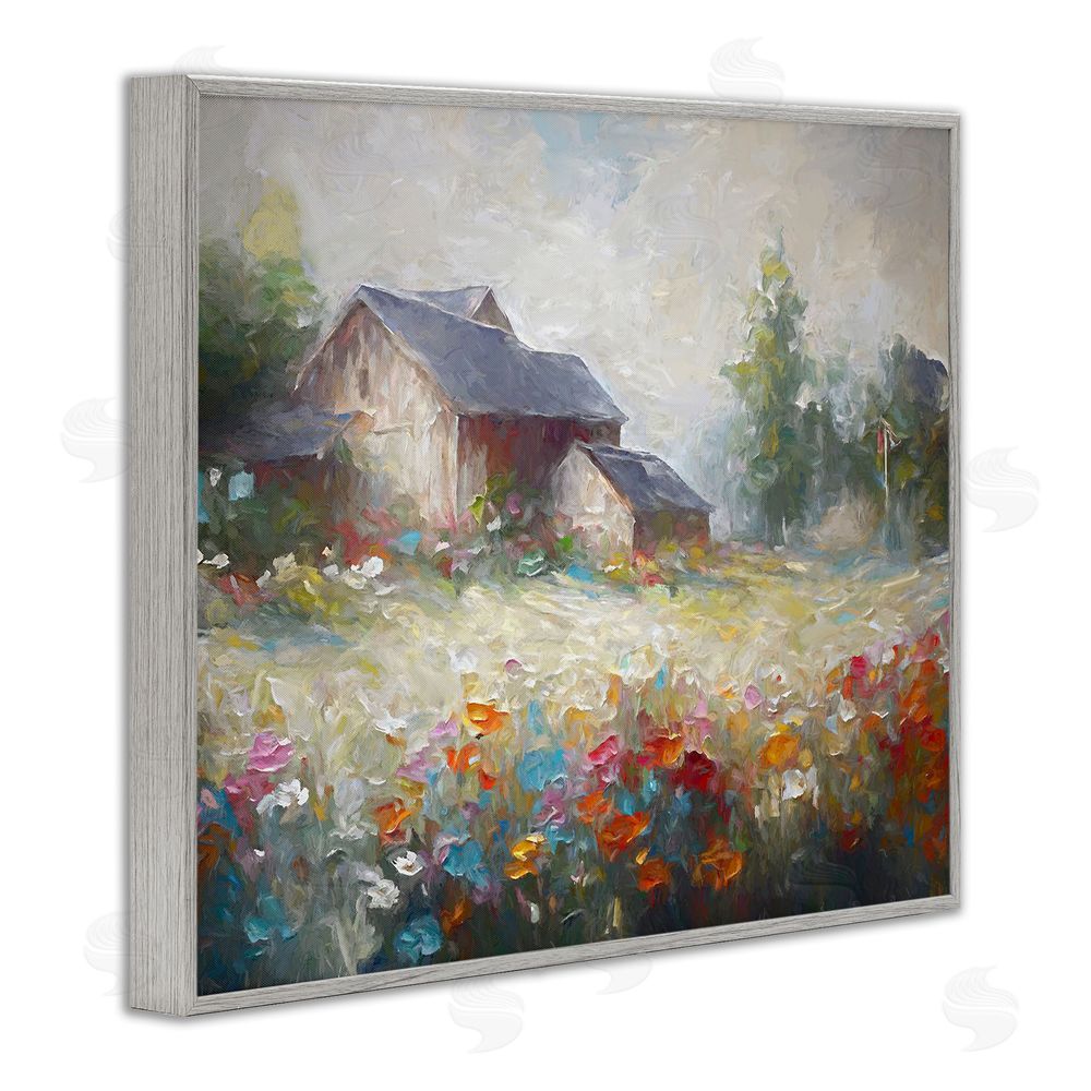 Ramona Murdock Abstract Floral Countryside Gray Framed Giclee Wall Art Print