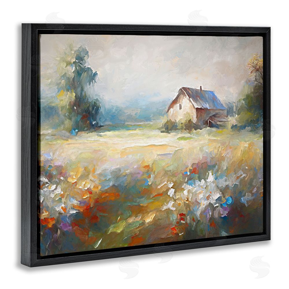 Ramona Murdock Floral Countryside Abstraction Black Floating Frame Canvas Wall Art Print