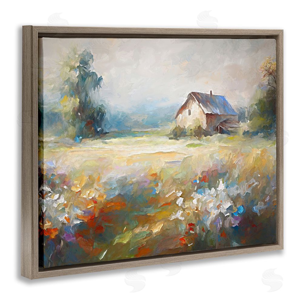 Ramona Murdock Floral Countryside Abstraction Brown Floating Frame Canvas Wall Art Print