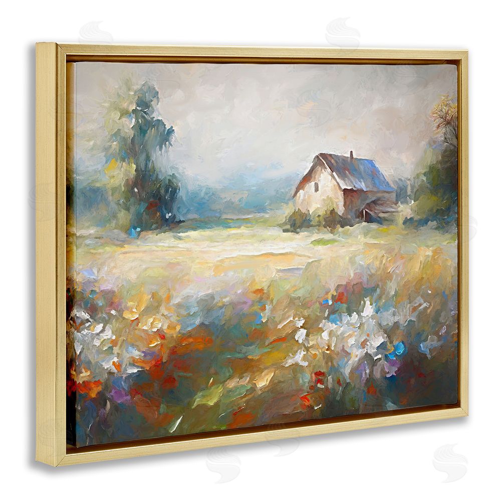 Ramona Murdock Floral Countryside Abstraction Gold Floating Frame Canvas Wall Art Print