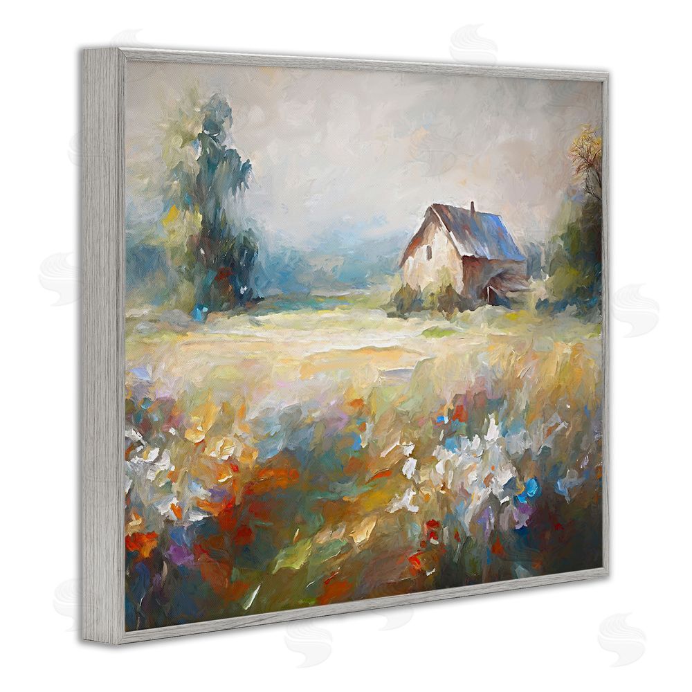 Ramona Murdock Floral Countryside Abstraction Gray Framed Giclee Wall Art Print