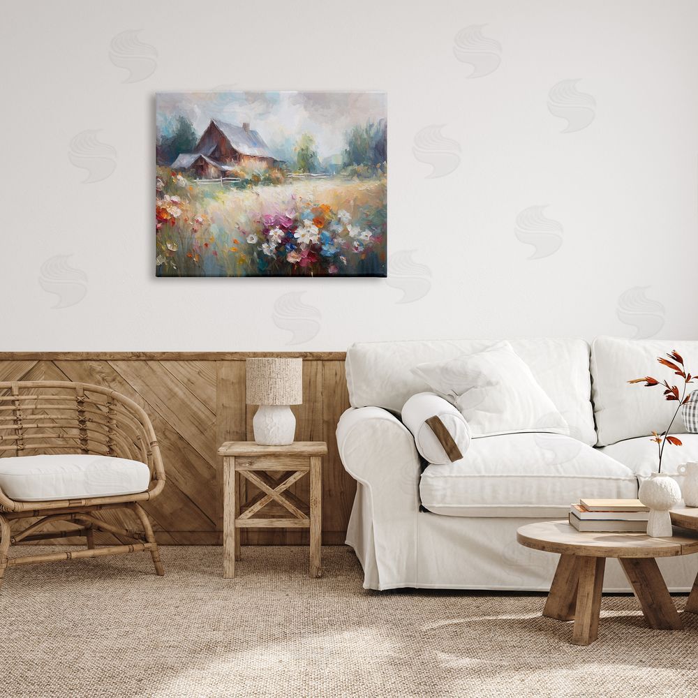 Ramona Murdock Grey Rustic Countryside Canvas Wall Art Print in Room