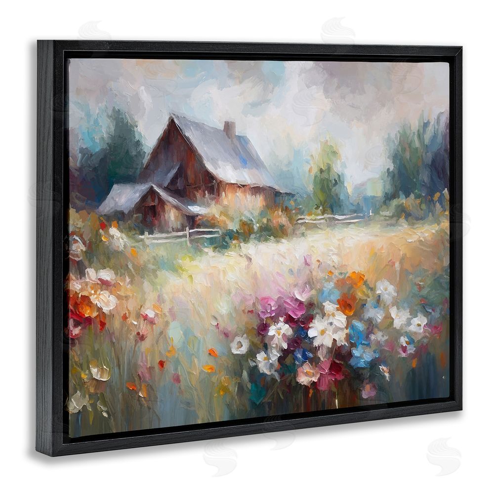 Ramona Murdock Grey Rustic Countryside Black Floating Frame Canvas Wall Art Print