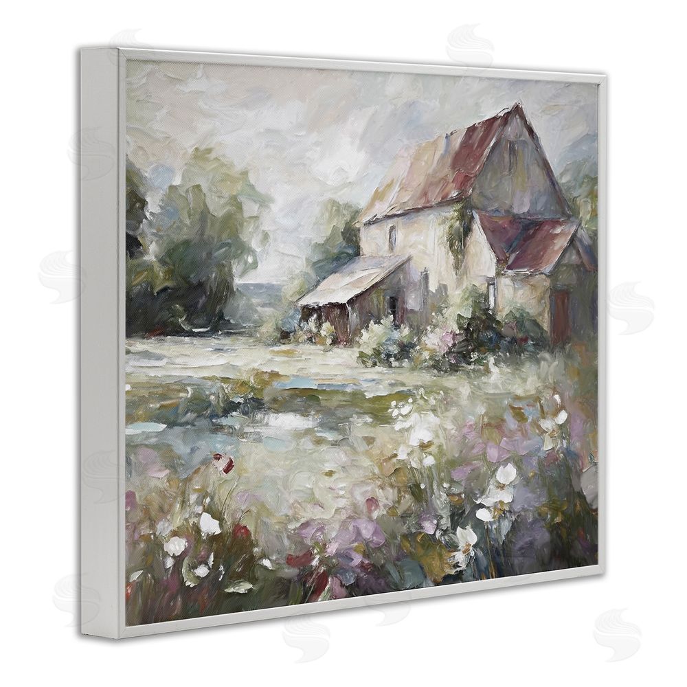 Ramona Murdock Muted Cottage Meadow White Framed Giclee Wall Art Print