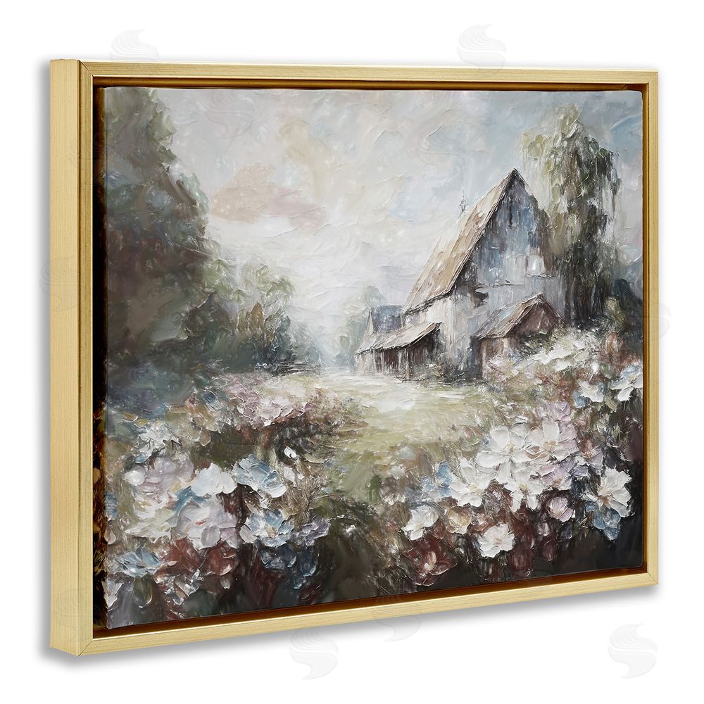 Ramona Murdock Soft Meadow in Countryside Gold Floating Frame Canvas Wall Art Print