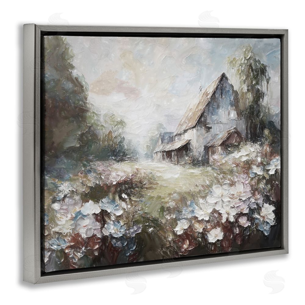 Ramona Murdock Soft Meadow in Countryside Grey Floating Frame Canvas Wall Art Print