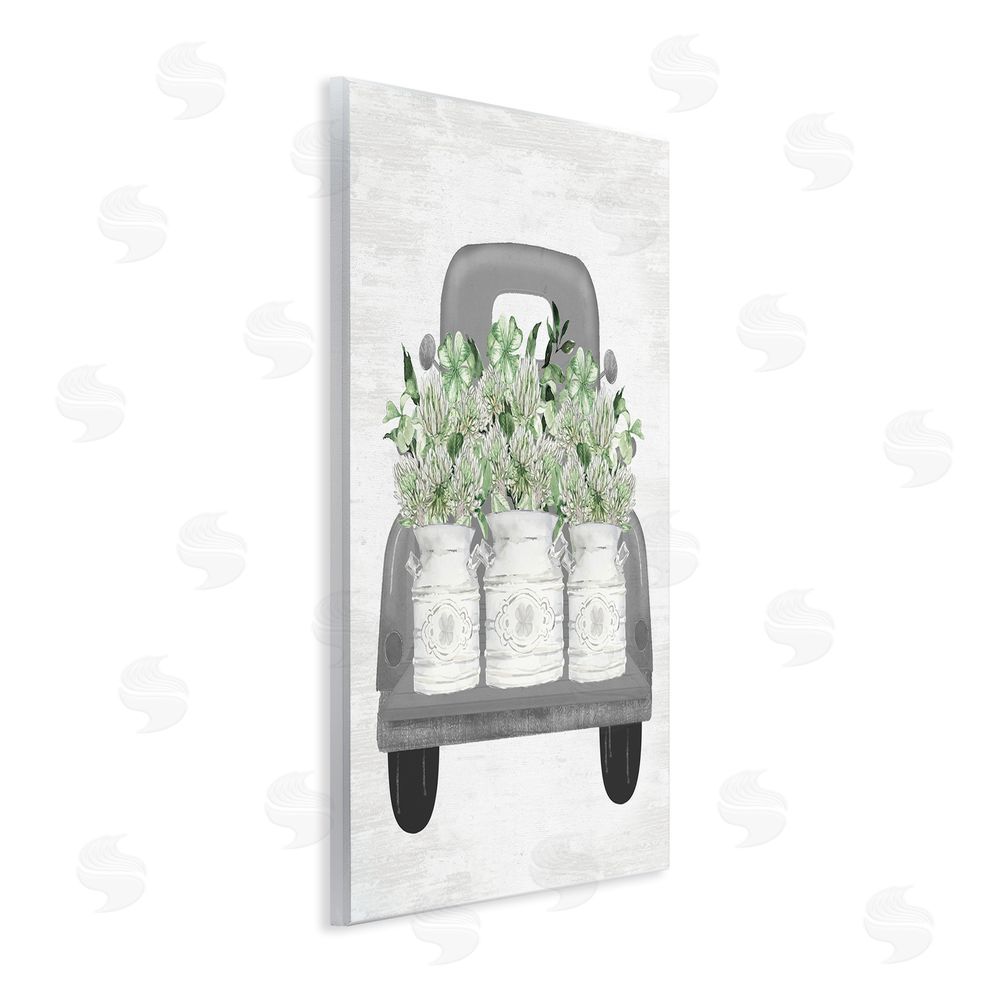 Lettered and Lined Pickup Truck with Greenery Wall Plaque Art Print