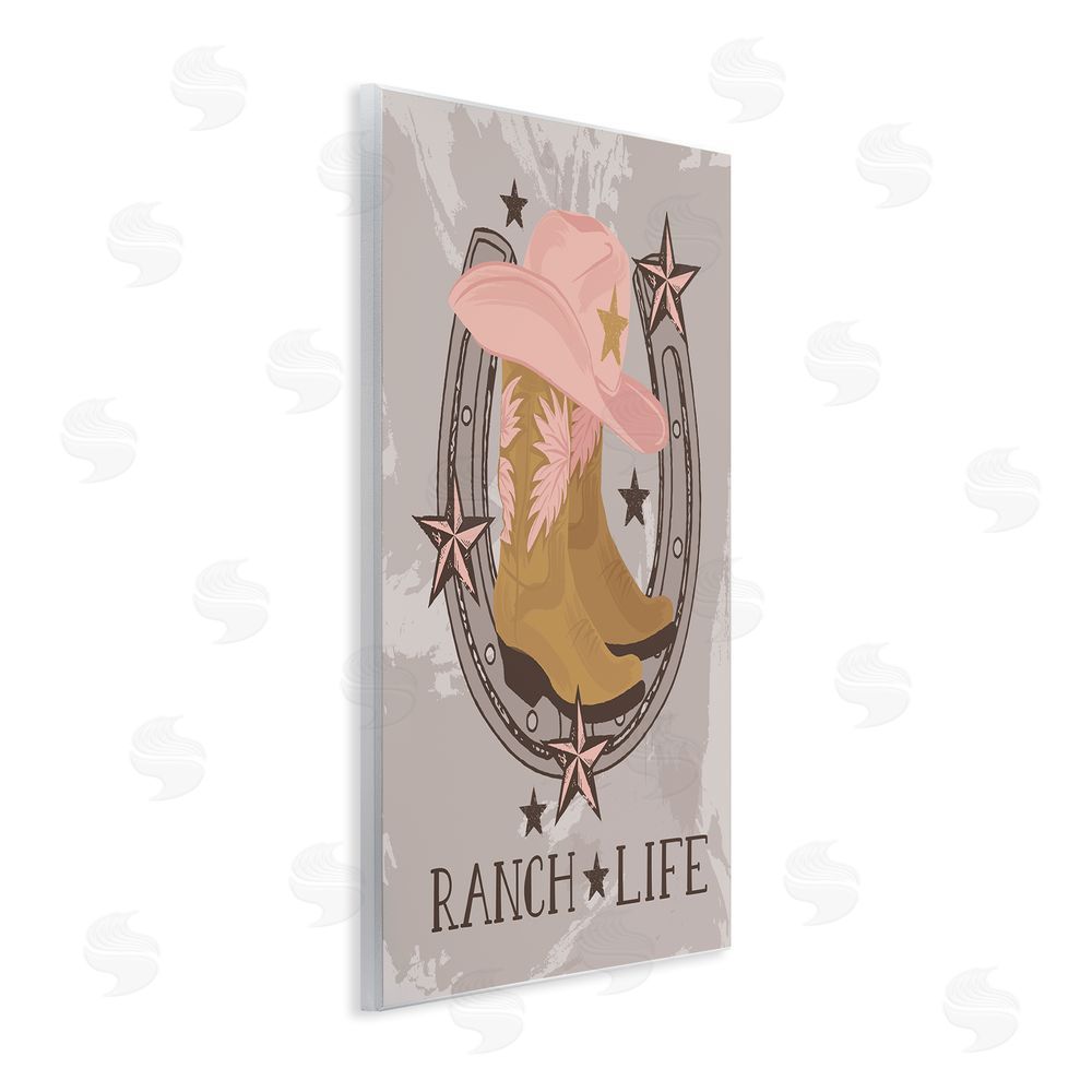 Lisa Perry Whitebutton Ranch Life Cowgirl Horseshoe Wall Plaque Art Print
