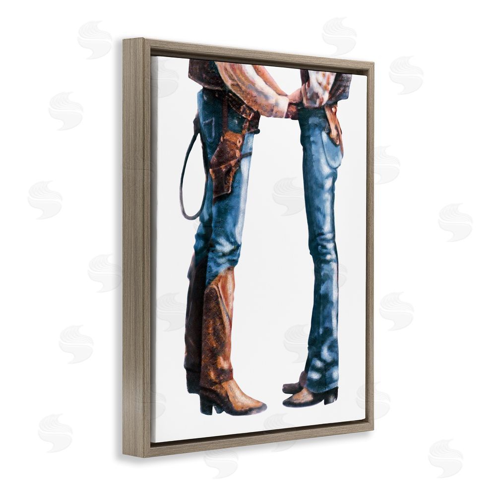 Marcus Prime Country Cowboy & Cowgirl Brown Floating Frame Canvas Wall Art Print