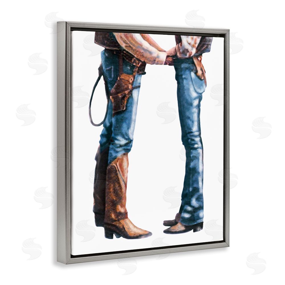 Marcus Prime Country Cowboy & Cowgirl Grey Floating Frame Canvas Wall Art Print
