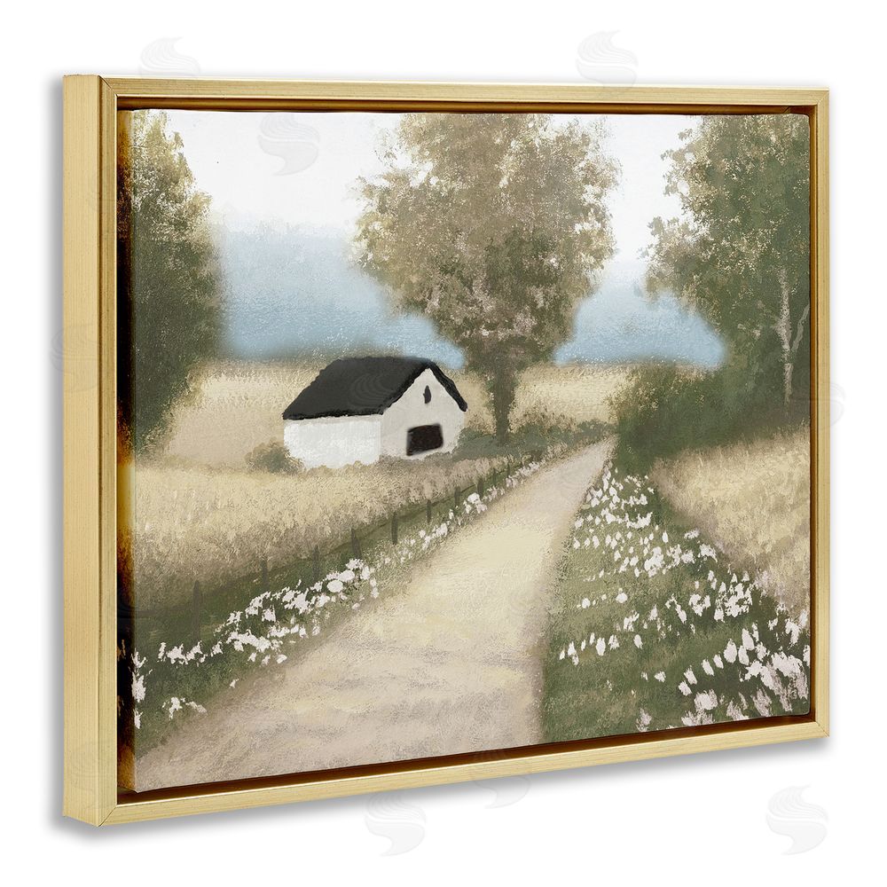 Michael Marcon Subtle Cottage Path Gold Floating Frame Canvas Wall Art Print