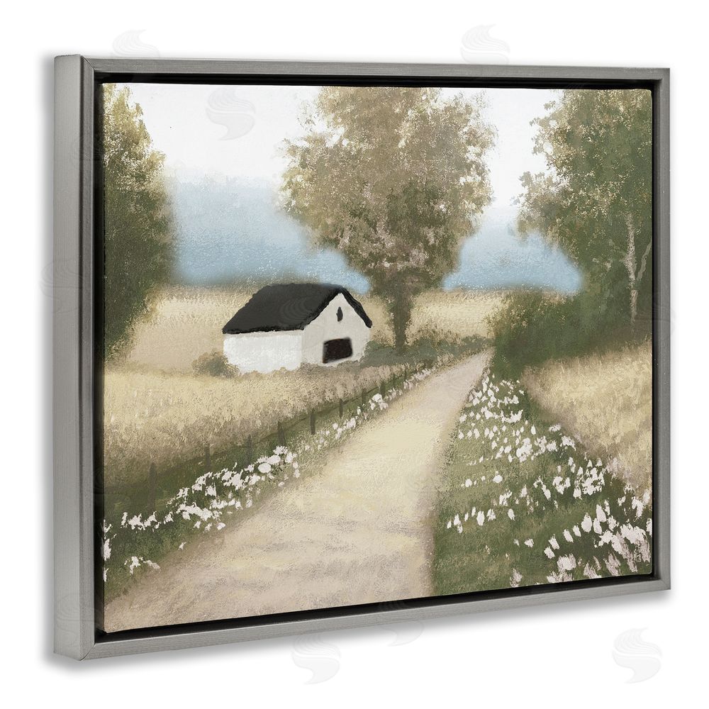 Michael Marcon Subtle Cottage Path Grey Floating Frame Canvas Wall Art Print