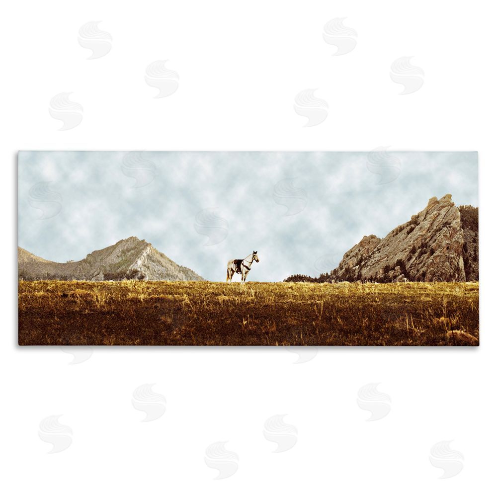 SunDance Group LLC Horse Between Desert Peaks Stretched Canvas Wall Art Print