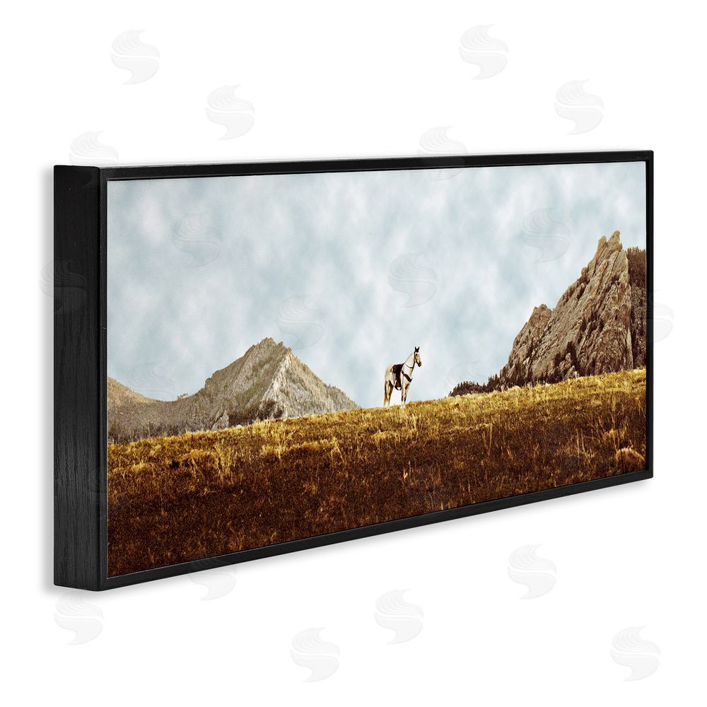SunDance Group LLC Horse Between Desert Peaks Black Framed Giclee Wall Art Print