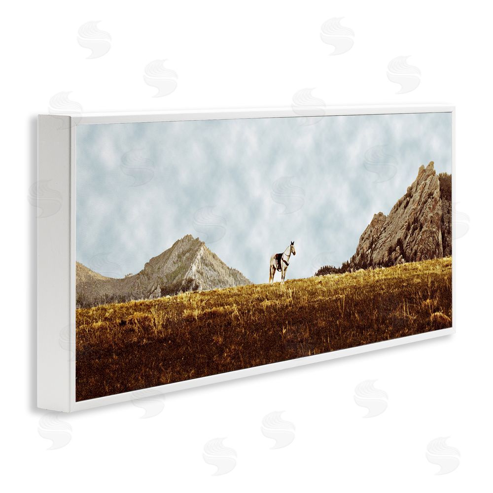 SunDance Group LLC Horse Between Desert Peaks White Framed Giclee Wall Art Print
