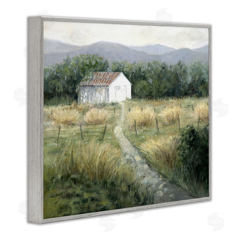 Erica Christopher Traditional White Cottage Path Gray Framed Giclee Wall Art Print