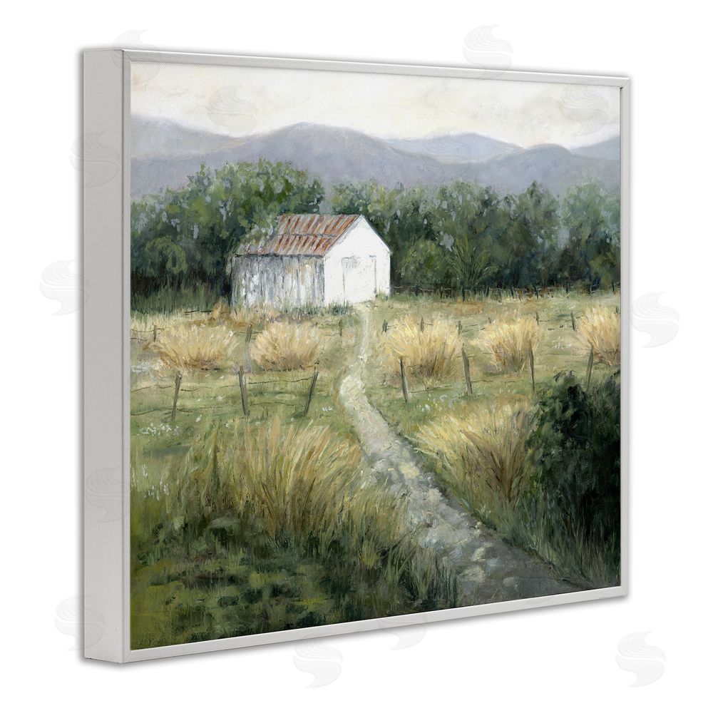 Erica Christopher Traditional White Cottage Path White Framed Giclee Wall Art Print