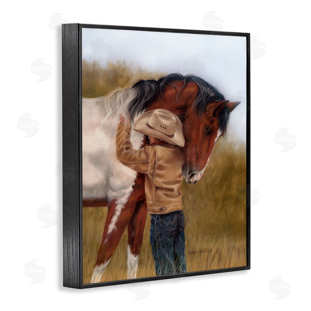Victoria Schultz Boy Hugging Horse Painting Black Framed Giclee Wall Art Print