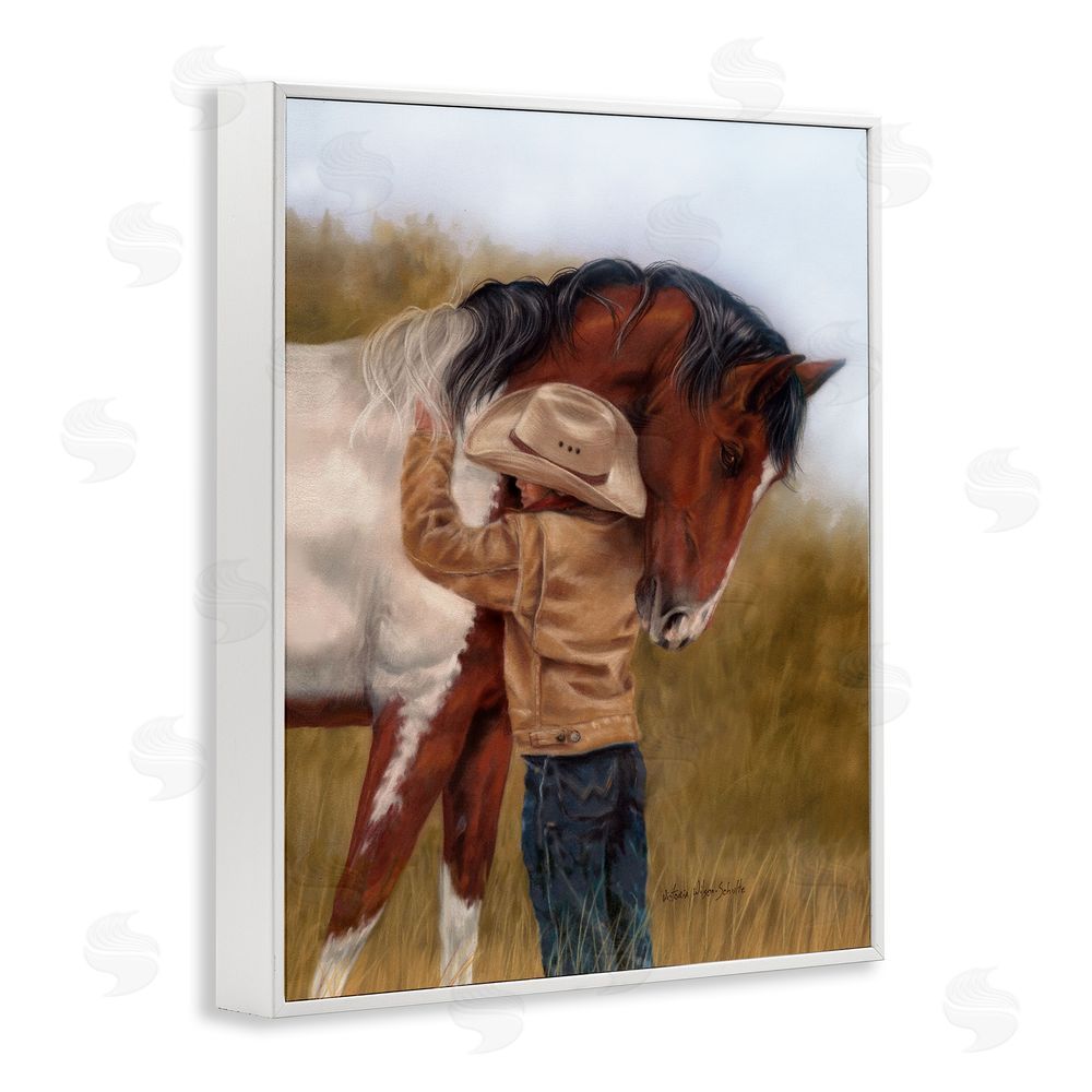 Victoria Schultz Boy Hugging Horse Painting White Framed Giclee Wall Art Print