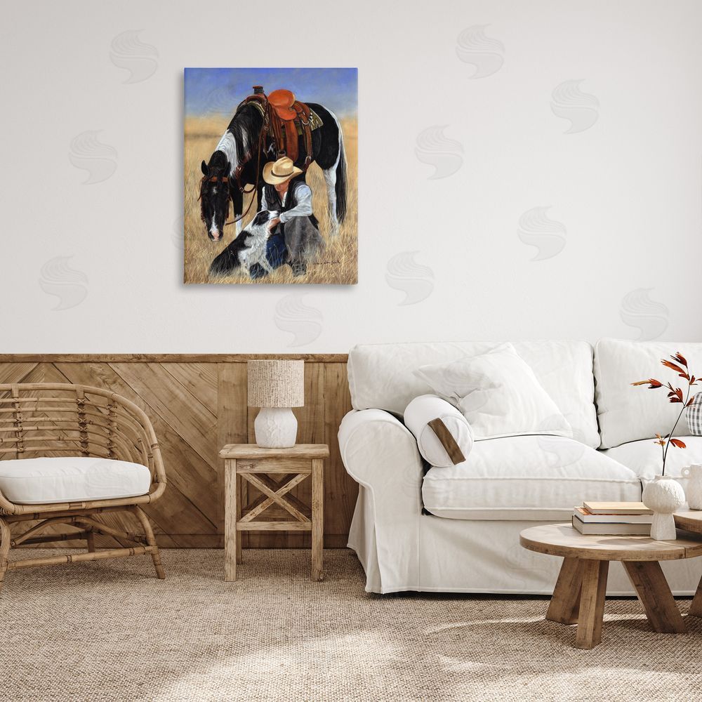 Victoria Schultz Cowboy with Dog & Horse Canvas Wall Art Print in Room
