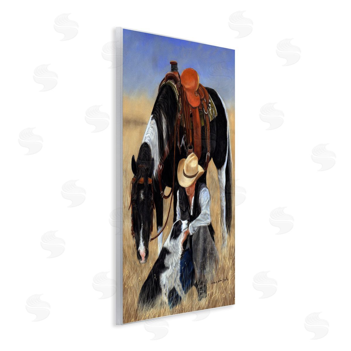 Cowboy with Dog & Horse Wood Plaque Wall Art, Home Decor by Victoria Schultz