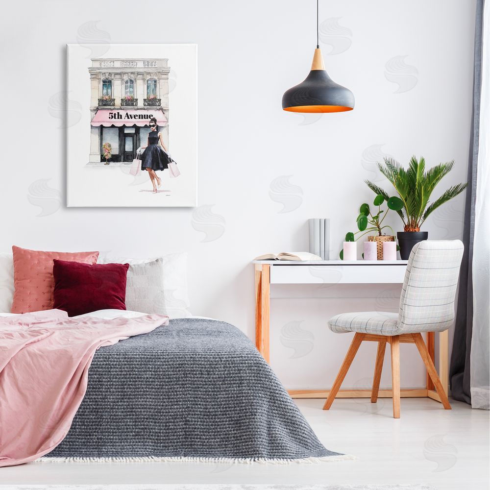 Amanda Greenwood Female Shopping Architecture Canvas Wall Art Print in Room