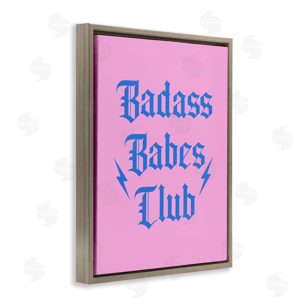 House of Lulu Bad*ss Babes Club Phrase Brown Floating Frame Canvas Wall Art Print
