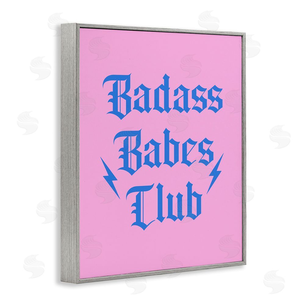 House of Lulu Bad*ss Babes Club Phrase Gray Framed Giclee Wall Art Print