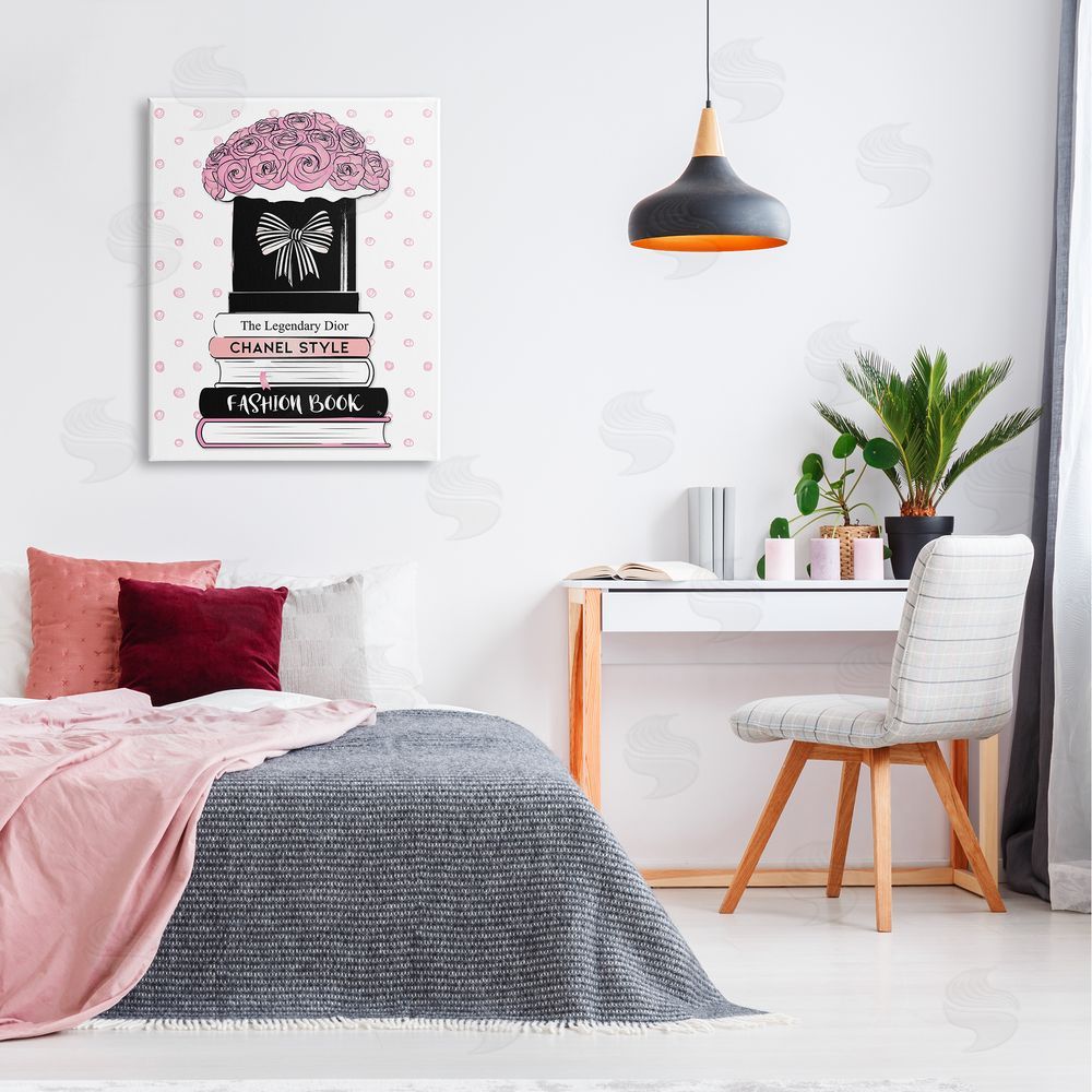 Martina Pavlova Polka Dot Fashion Bookstack Canvas Wall Art Print in Room