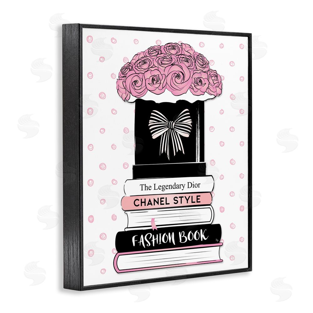 Martina Pavlova Polka Dot Fashion Bookstack Black Framed Giclee Wall Art Print